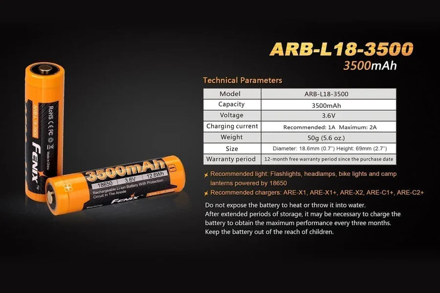 Fenix 18650 ARB-L18-3500 Rechargeable Battery
