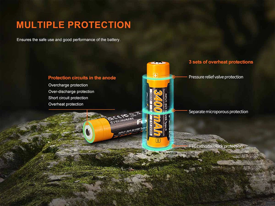 Fenix 18650 ARB-L18-3400U V3.0 Built-in USB Rechargeable Battery